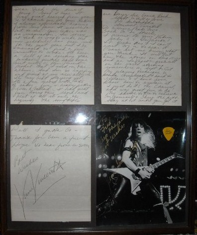 Framed Vinnie Letter & signed photo with pick.JPG
